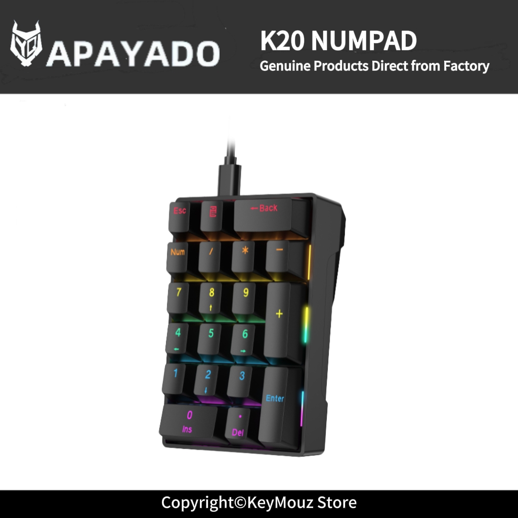 Keyboard Gaming Blue Switch - K20 Mini Portable Mechanical Numeric Keypad