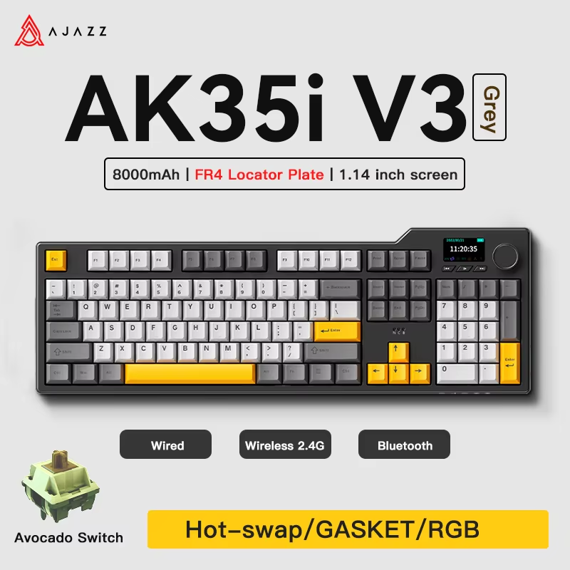 Ajazz AK35I V3 MAX Tri-mode Wi - Gaming Keyboard Hot Swappable review and price