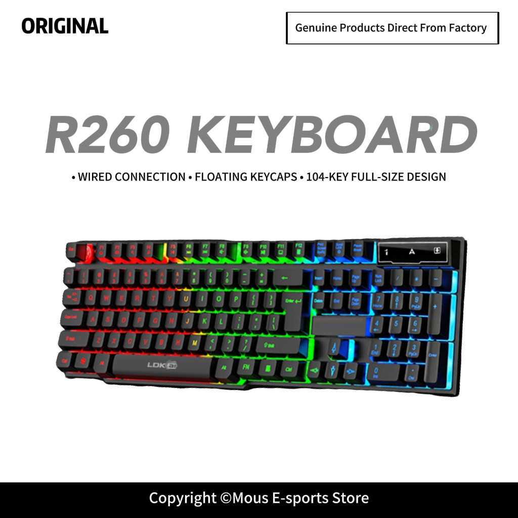 R260 Full-Size Wired Keyboard  - Keyboard Gaming Blue Switch review and price