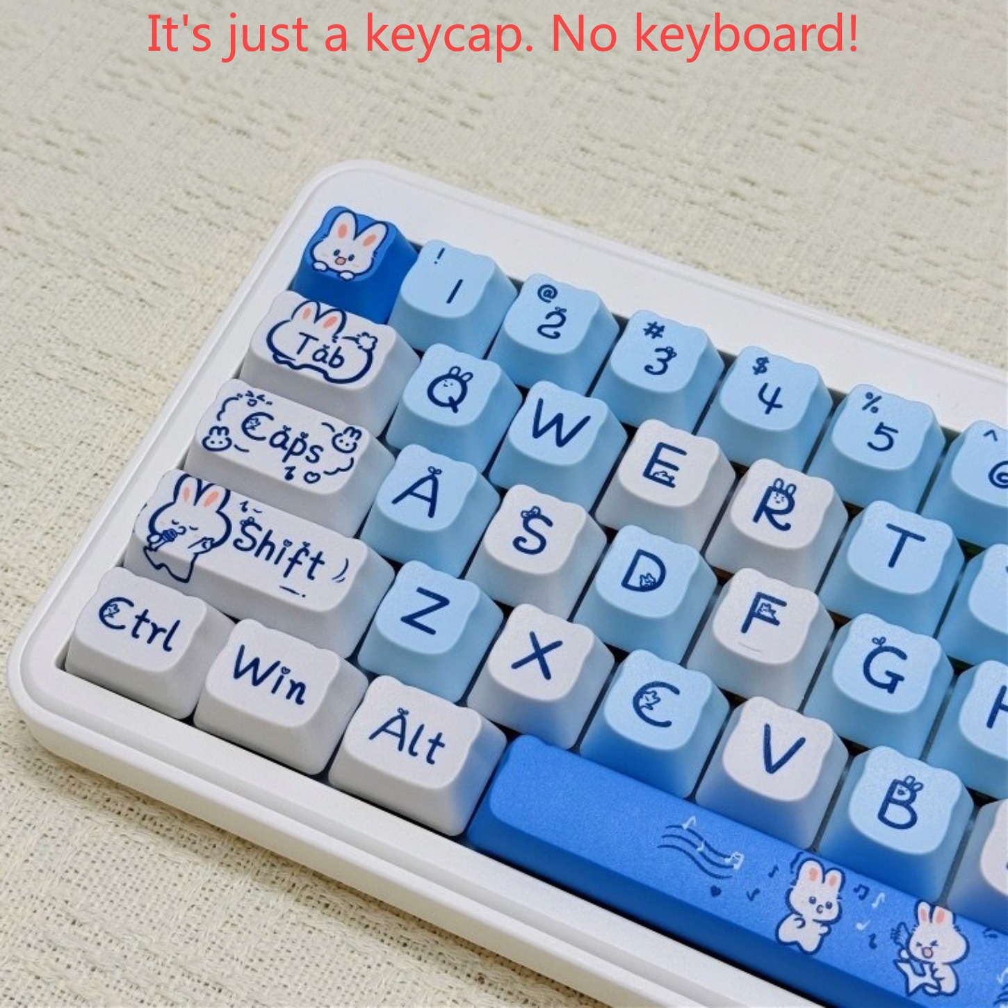 Cute Blue Rabbit Keycaps 124 K - Keyboard Gaming Blue Switch review and price